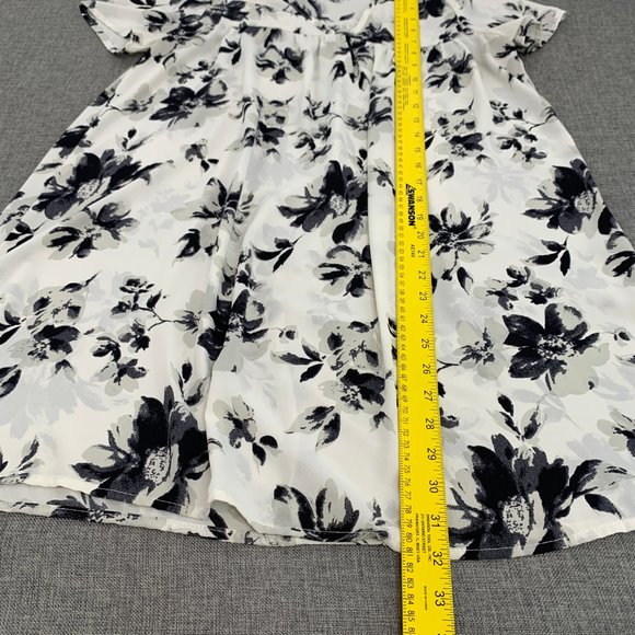 Rokoko Floral Flowy Chiffon Dress Relaxed Fit Small Polyester Short Sleeve Vneck - Picture 5 of 11